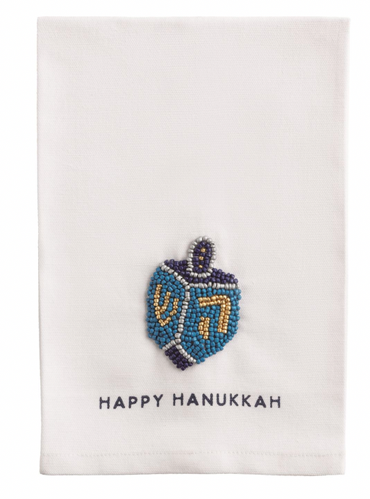 DREIDAL BEADED HANUKKAH TOWEL