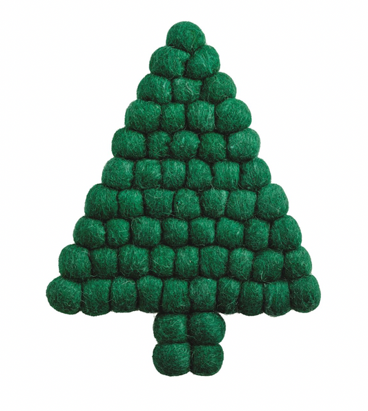 GREEN TREE FELTED POM TRIVET