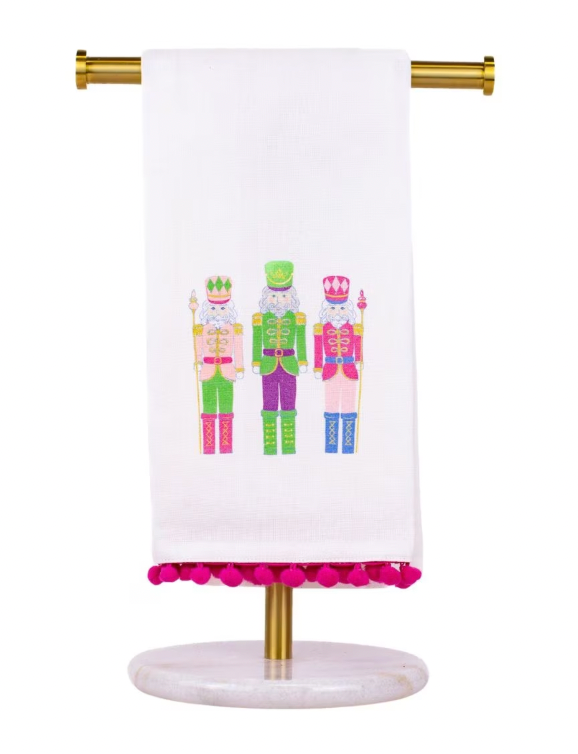 Candy Nutcracker Pom Pom Hand Towel