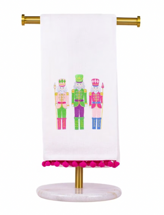 Candy Nutcracker Pom Pom Hand Towel