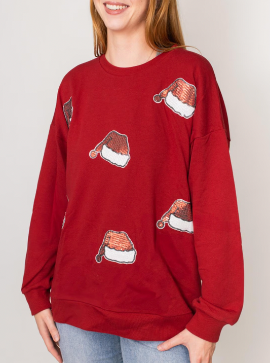 Santa Hat Sequin Sweatshirt