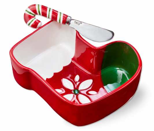 Stocking Bowl & Candy Cane Spreader Set Of 2