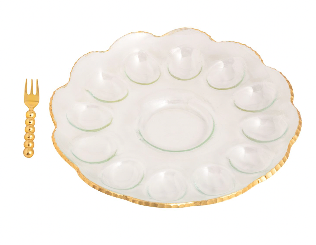 Gold Edge Deviled Egg Tray Set