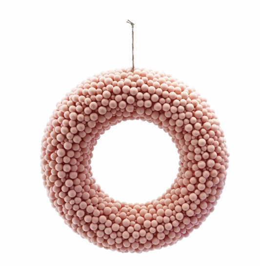 13" Round Flocked Foam Ball Wreath, Pink