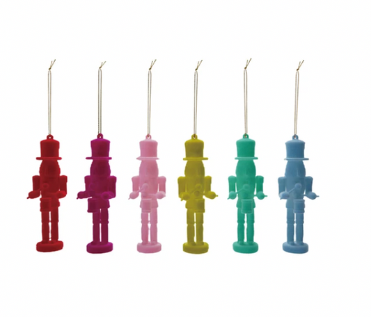 5-1/4"H Flocked Plastic Soldier Ornament, 6 Colors