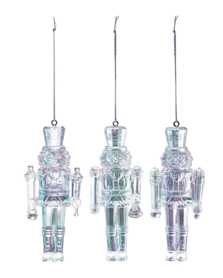 5"H Plastic Nutcracker Ornament, Iridescent Finish, 3 Styles