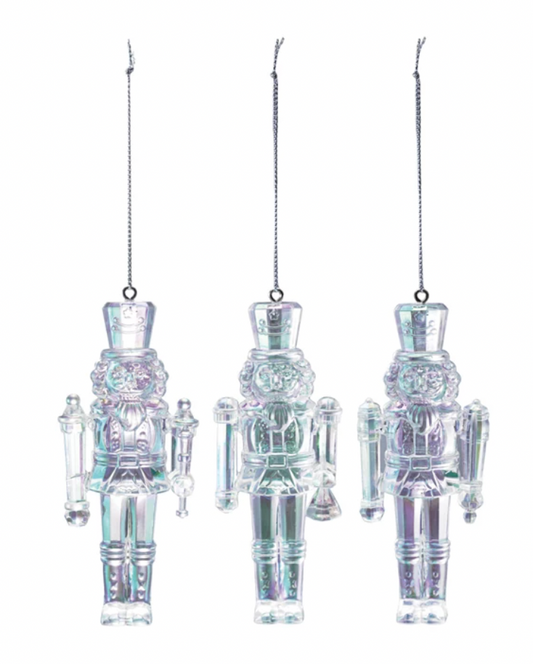 5"H Plastic Nutcracker Ornament, Iridescent Finish, 3 Styles