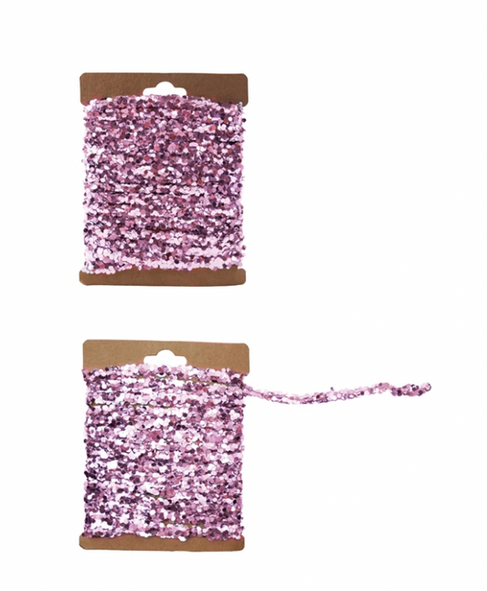 120"L String Glitter Garland on Kraft Card, Pink