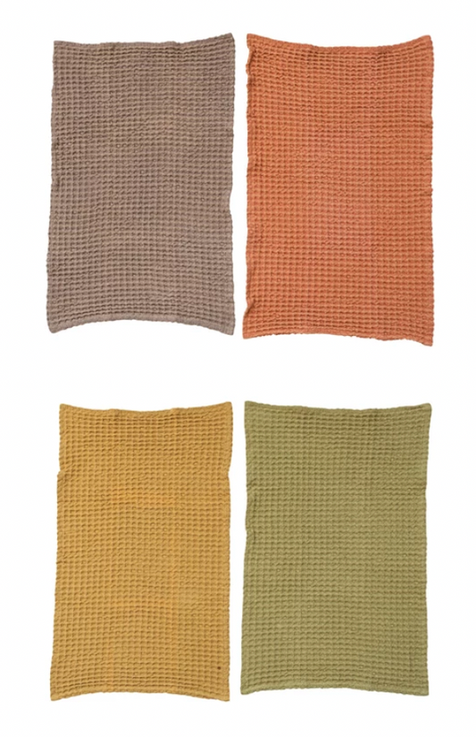 30"L x 20"W Oversized Stonewashed Cotton Waffle Weave Tea Towel, 4 Colors