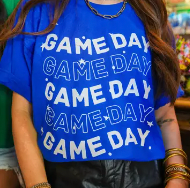 Wavy Game Day Tee- Royal Blue