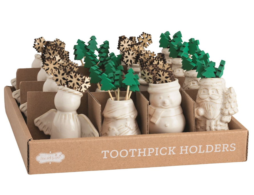 White Christmas Toothpick Caddy Sets