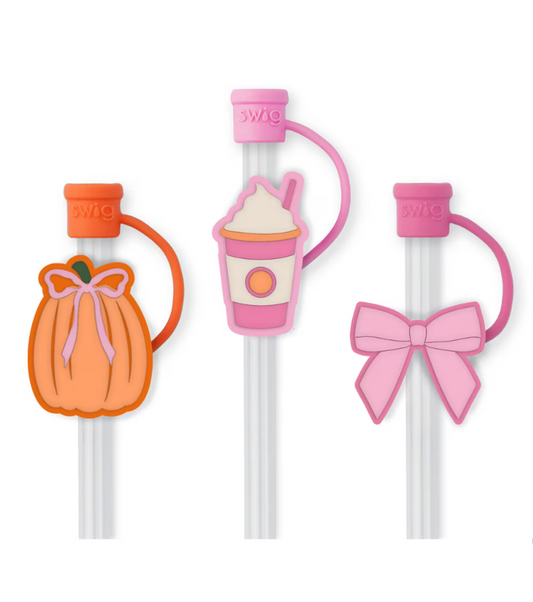 Pumpkins and Bows Straw Topper Set