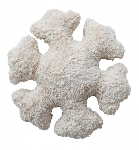 15" Round x 4"H Cotton Tufted Snowflake Shaped Pillow, Natural