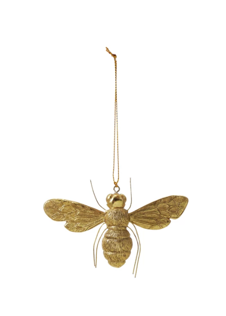 2-3/4"H Resin Bee Ornament with Wire Legs, Gold Finish