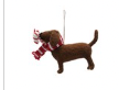 Handmade Wool Felt Dog Ornament with Scarf & Candy Cane