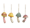 Handmade Wool Felt Mushroom Ornament with Beads, 4 Styles