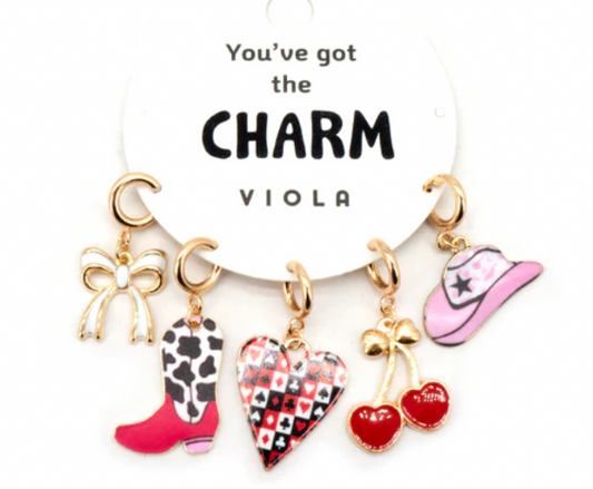 Gold Bow, Cherries, Cowboy Hat Charms for Necklaces