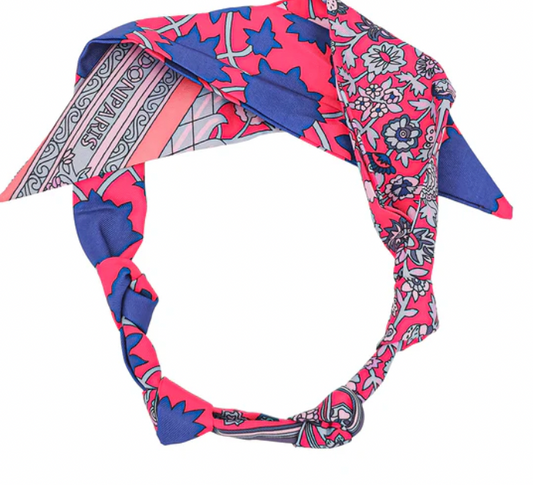 Hot Pink and Blue Knotted Scarf Necklace, Perfect for adding charms too!