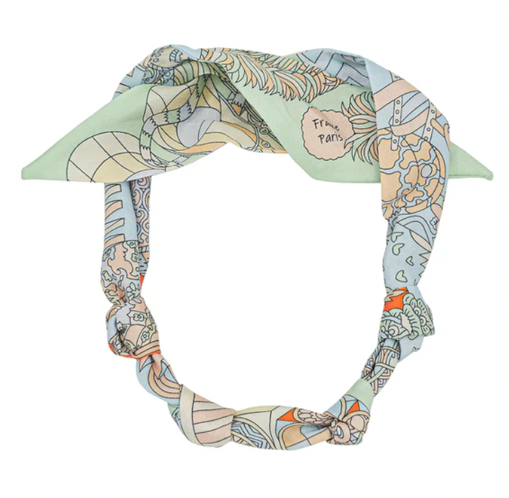 Mint and Cream Knotted Scarf Necklace, Perfect for adding charms to!