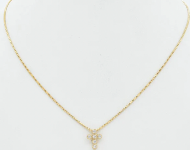 Gold Chain with Rhinestoned Cross 16"-19" Necklace