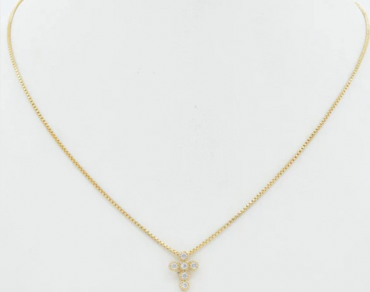 Gold Chain with Rhinestoned Cross 16"-19" Necklace