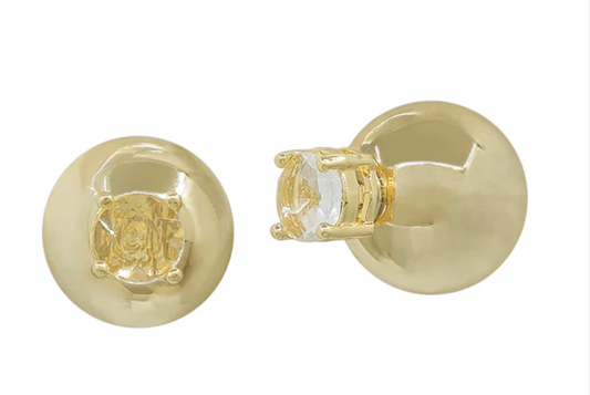 Crystal and Ball Front/Back Stud Earrings