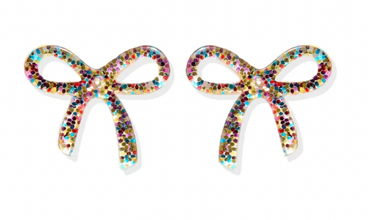 Kylie Bow Earrings - Multi Glitter