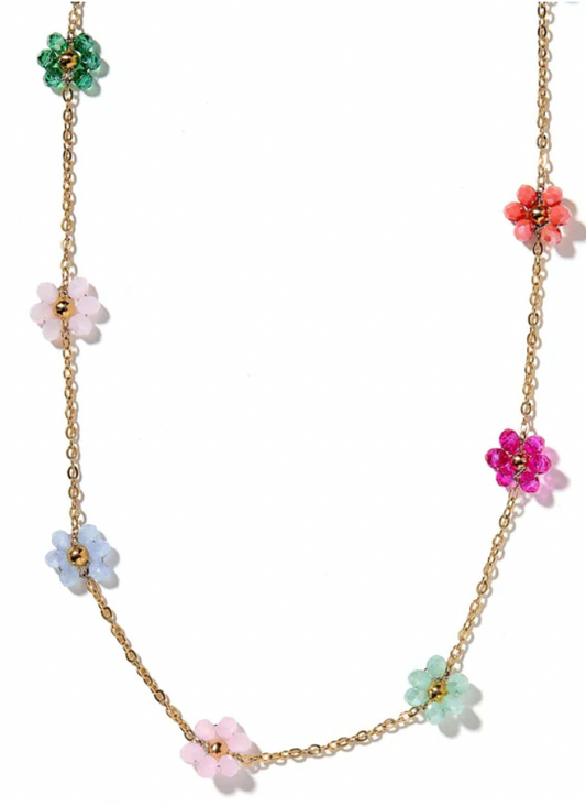 Necklace - Gracie Flower Multi Color