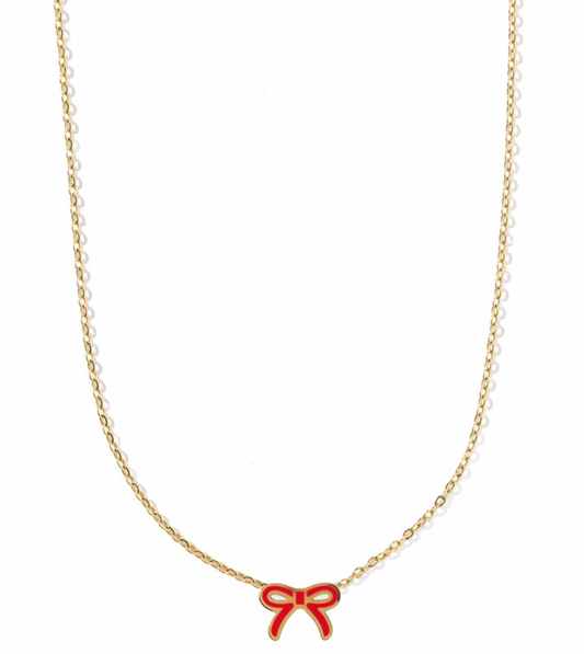 Necklace - Sadie Bow Red