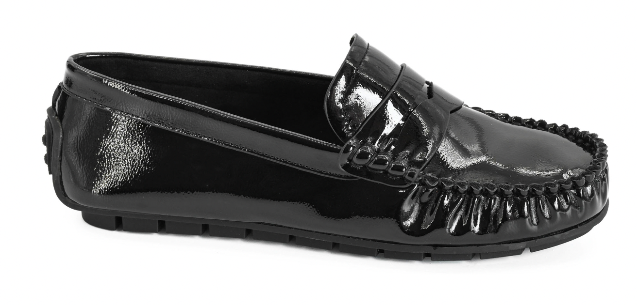 Penny For Your Thoughts Black Crinkle Patent