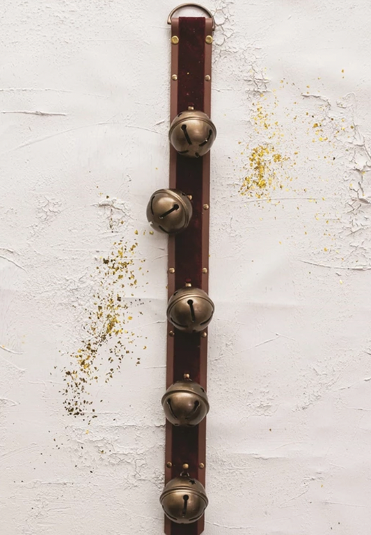 Leather, Velvet & Metal Bells Door Hanger