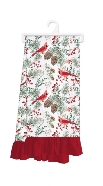 Winter Cardinals Tea Towel