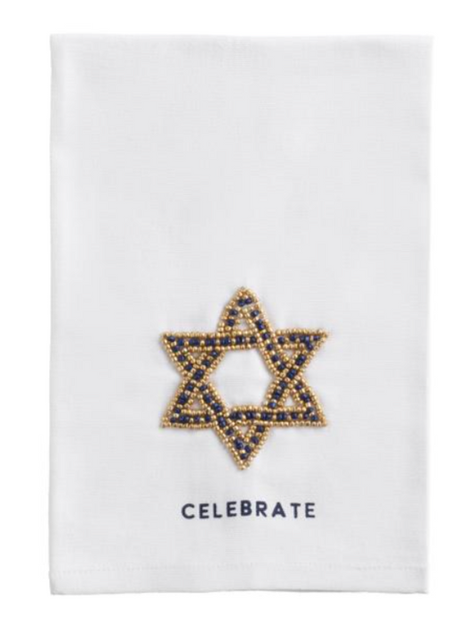 Star Beaded Hanukkah Towel