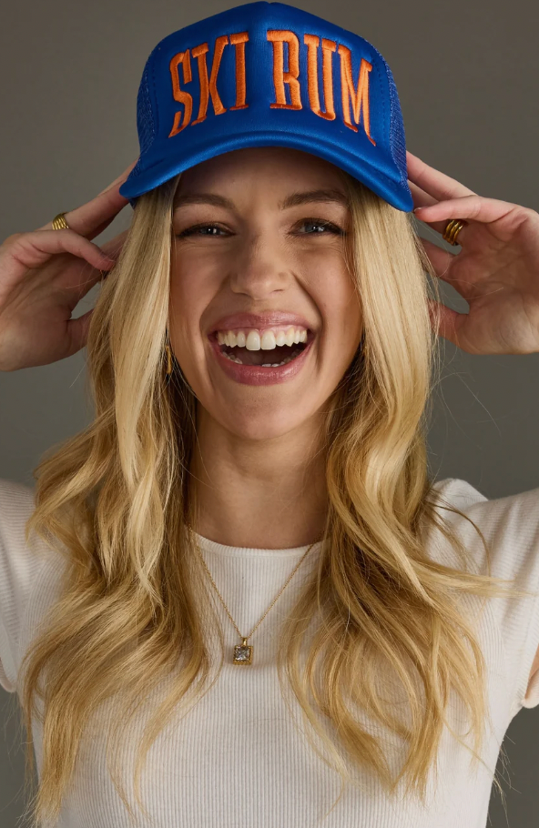 Ski Bum Trucker Hat - Blue & Orange