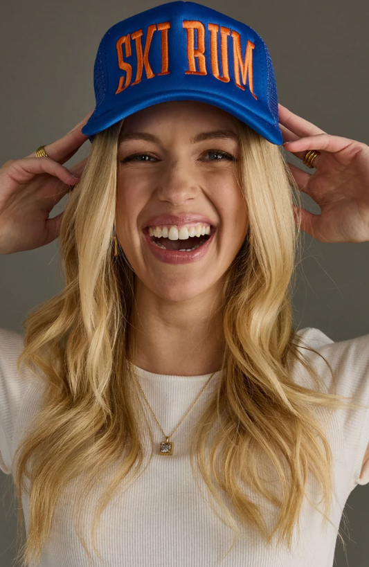 Ski Bum Trucker Hat - Blue & Orange