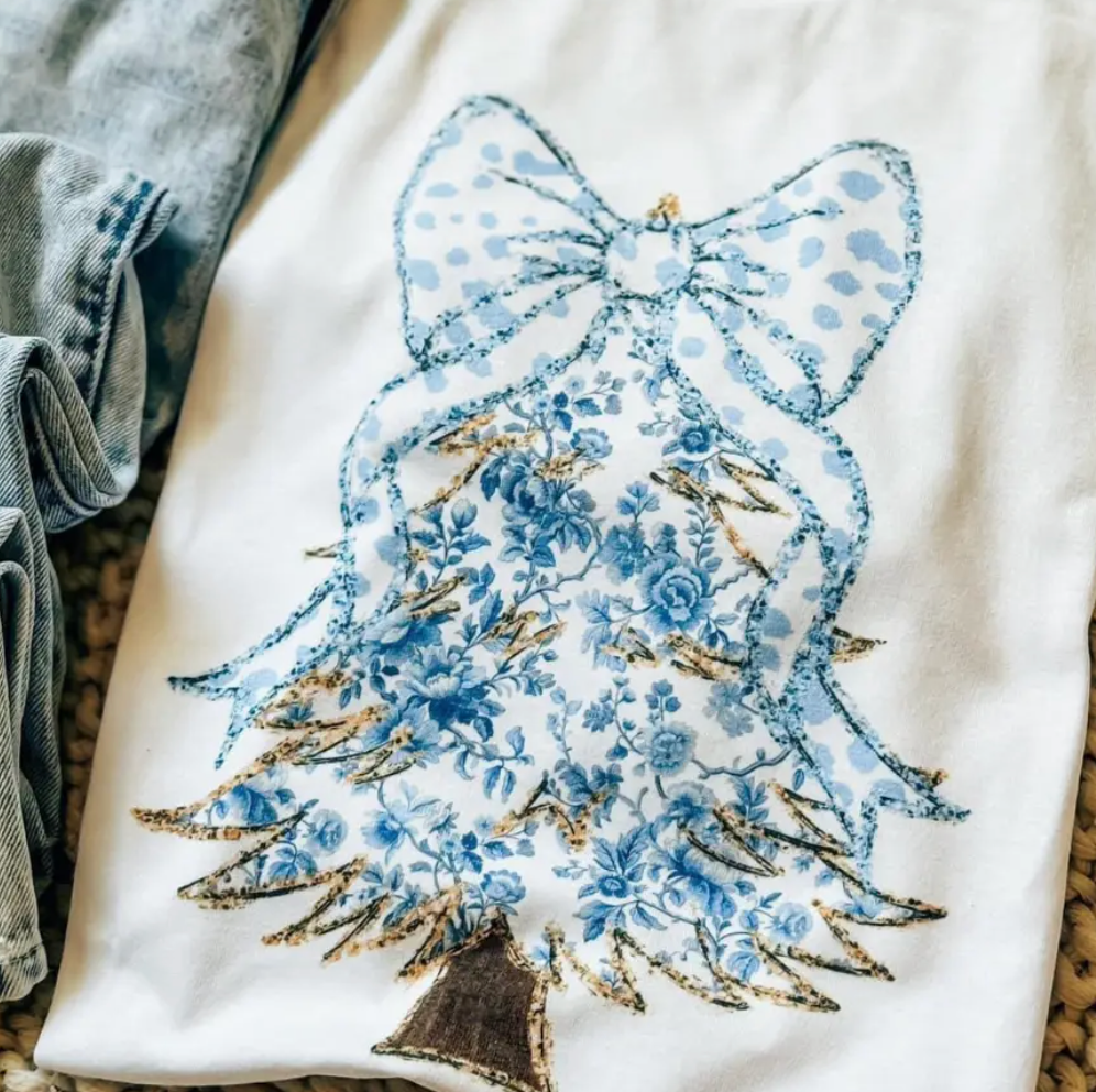Blue Paisley Bow Christmas Tree