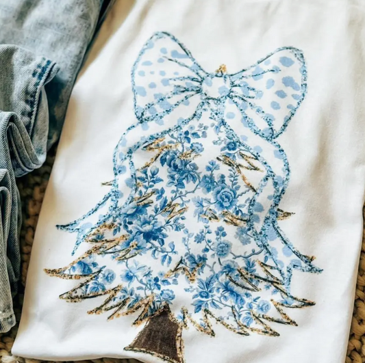 Blue Paisley Bow Christmas Tree