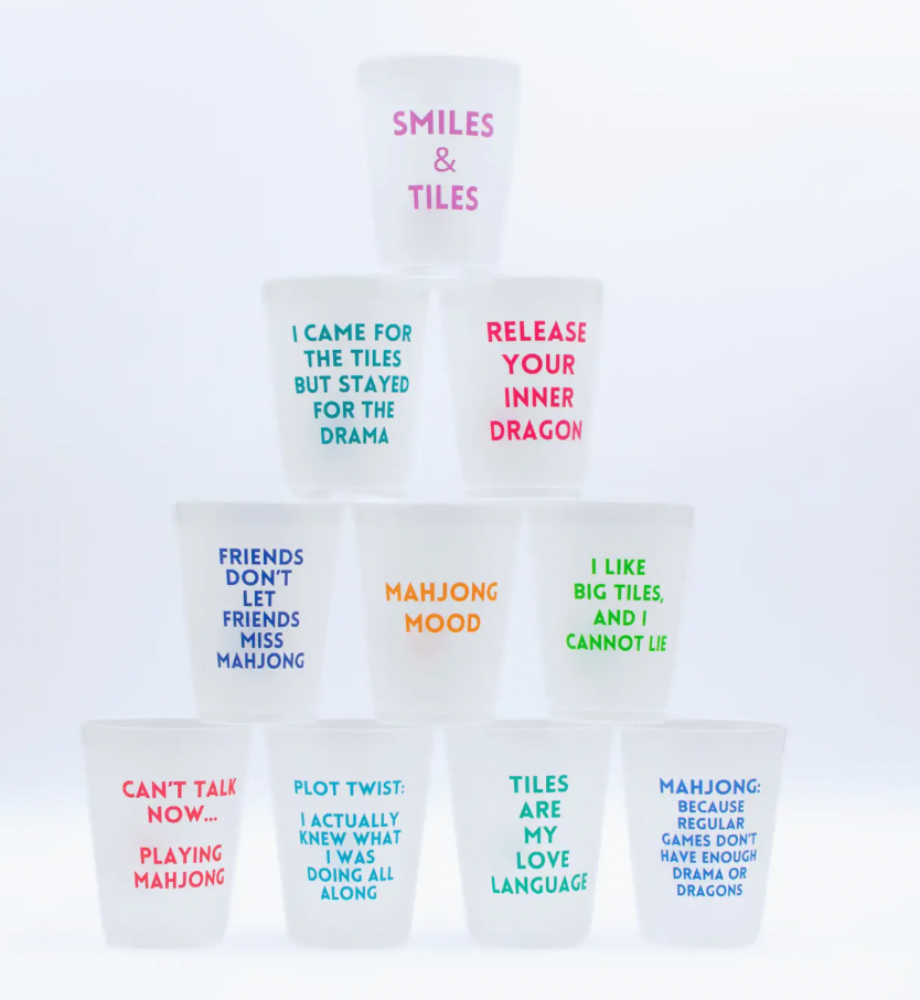 Mahjong Frosted Cups | 10 Different Designs in Every Pack