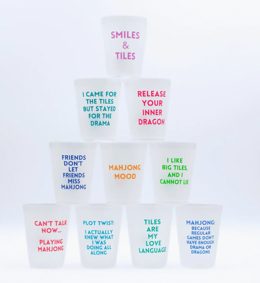 Mahjong Frosted Cups | 10 Different Designs in Every Pack