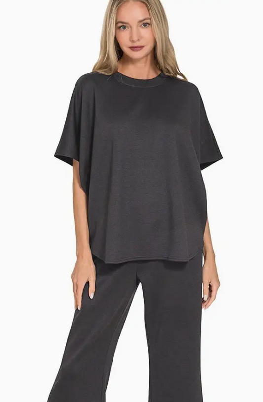 Scuba Curbed Hem Top and Pant Set