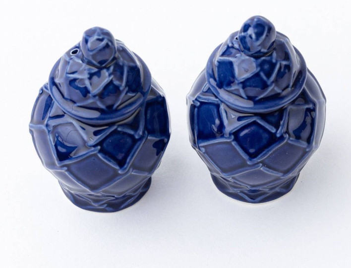 Navy Textured Jar Salt & Pepper Shaker Boxed Set