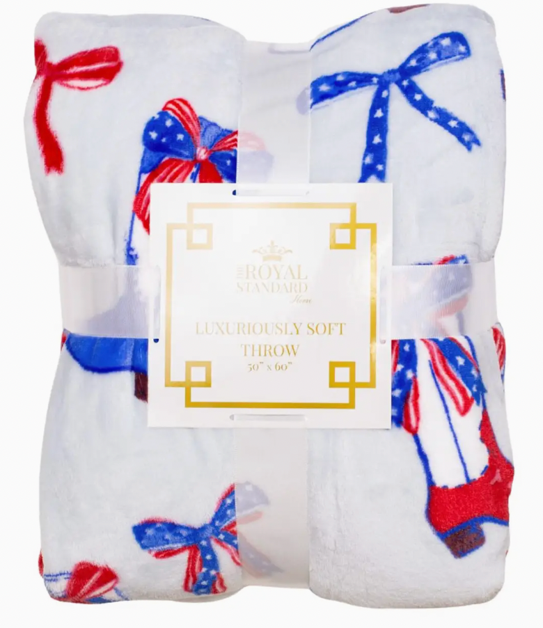 Boots N' Bows Throw Red/White/Blue 50x60