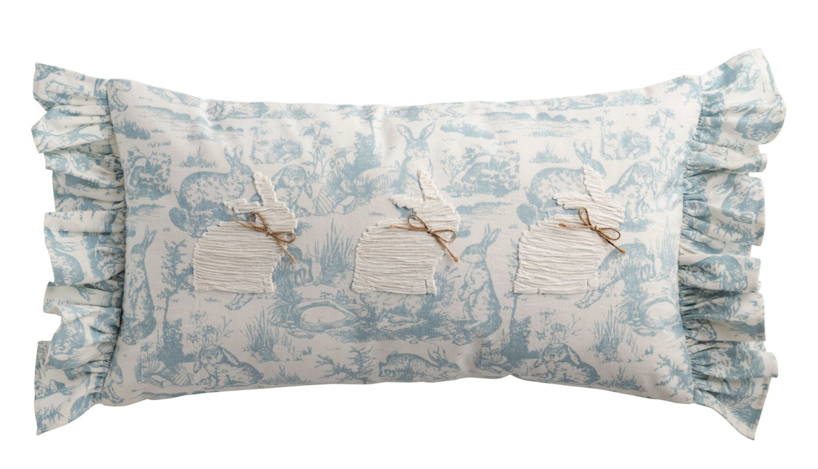 Lumbar Toile Bunny Pillow