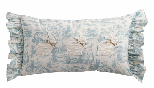 Lumbar Toile Bunny Pillow
