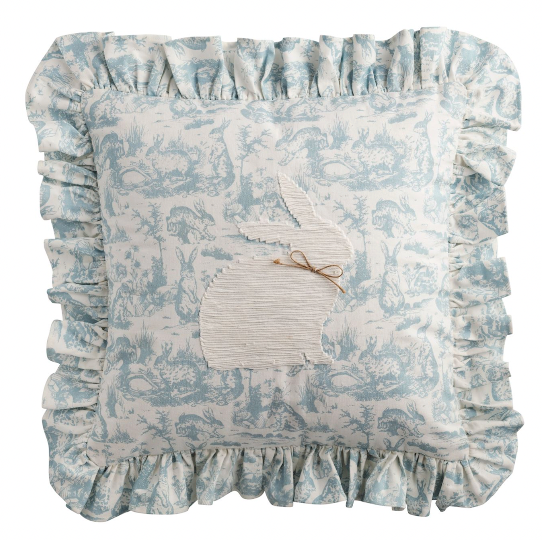 Square Toile Bunny Pillow