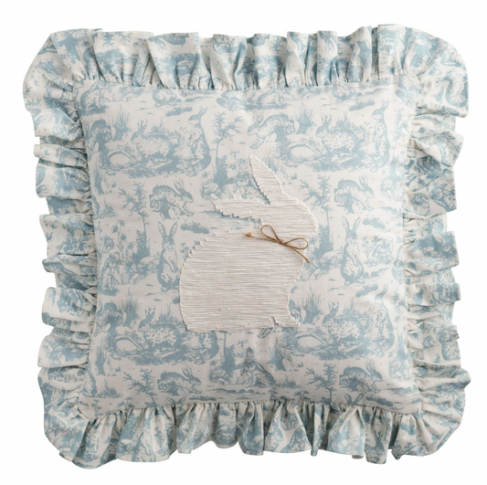 Square Toile Bunny Pillow