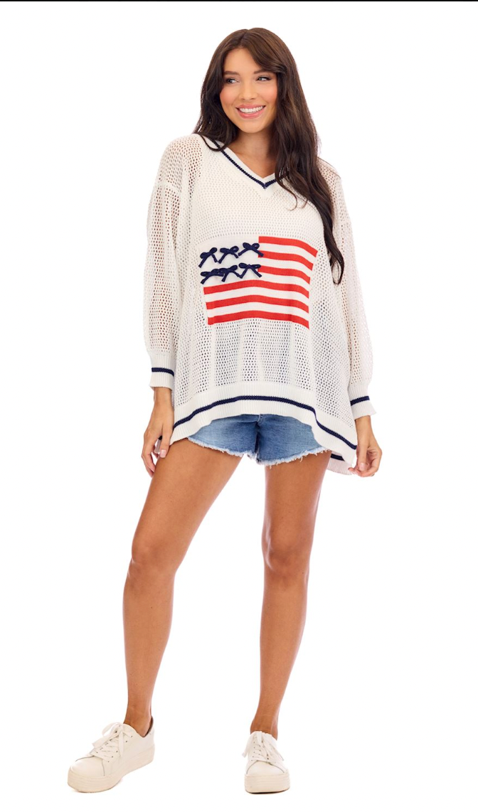 White Americana Sweater