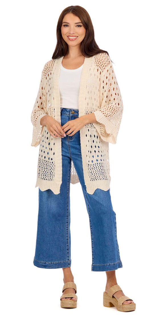 Jeanie Crochet Cardigan-White