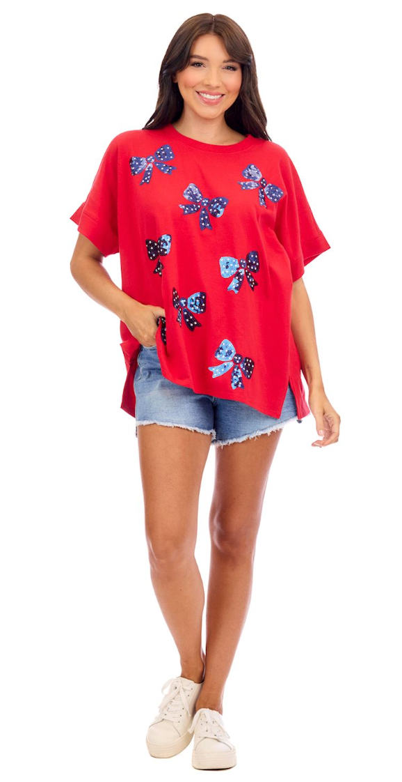 Red Americana Sparkle Top