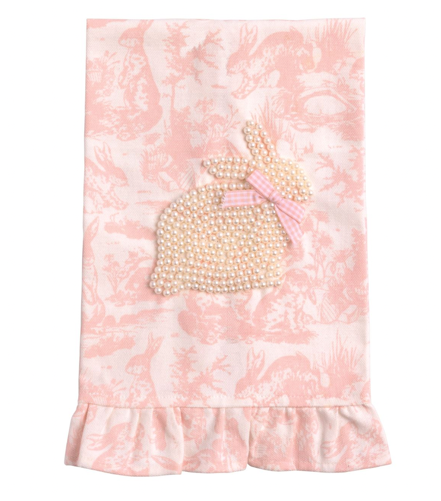 Pink Toile Bunny Pearl Towel